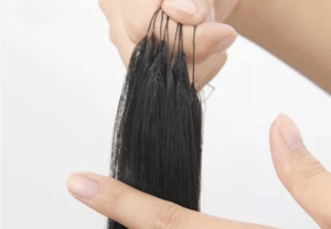 Knotted cotton thread hair extensions with two strands